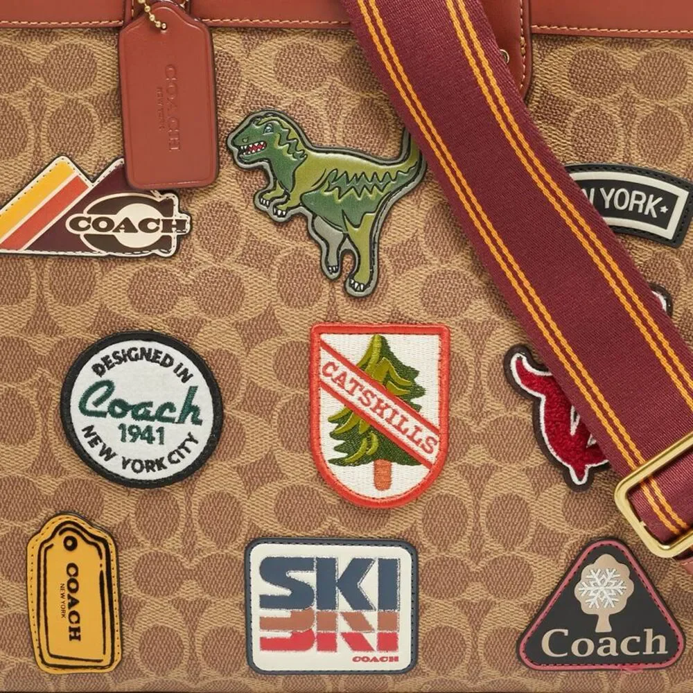 Coach Field Patches Brown Signature Coated Canvas And Leather Tote